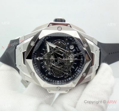 Replica Hublot Big Bang Sang Bleu II Watches Stainless Steel Skeleton Dial